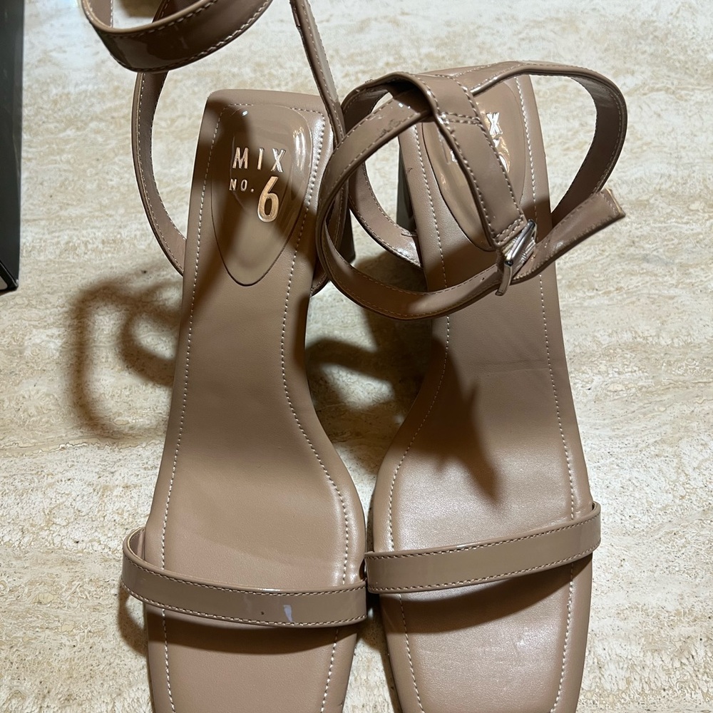 Mix No. 6 Taupe Strappy Ankle-Strap Block Heel Sandals
